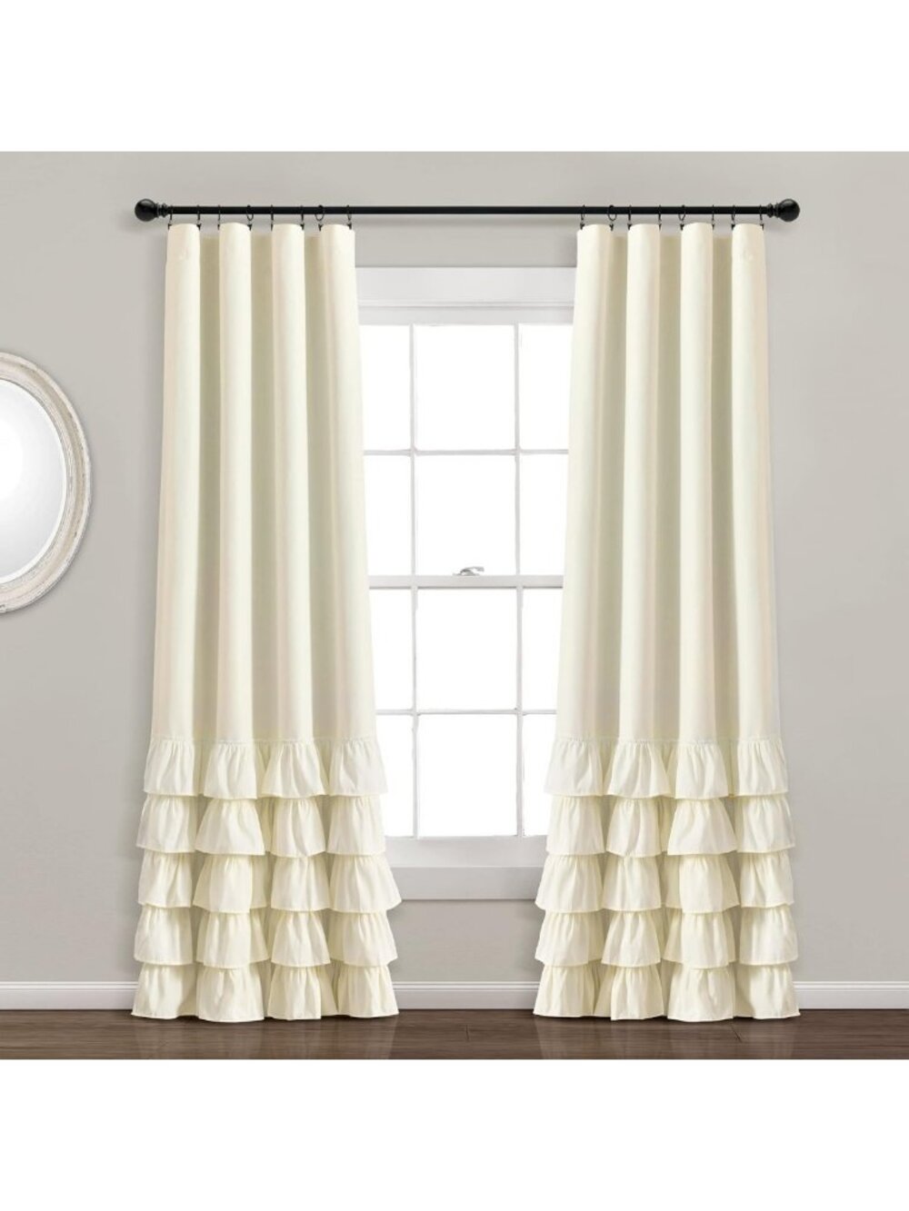 Elegant Ivory Ruffle Blackout Curtains 40" W x 84" L - Perfect for Bedroom